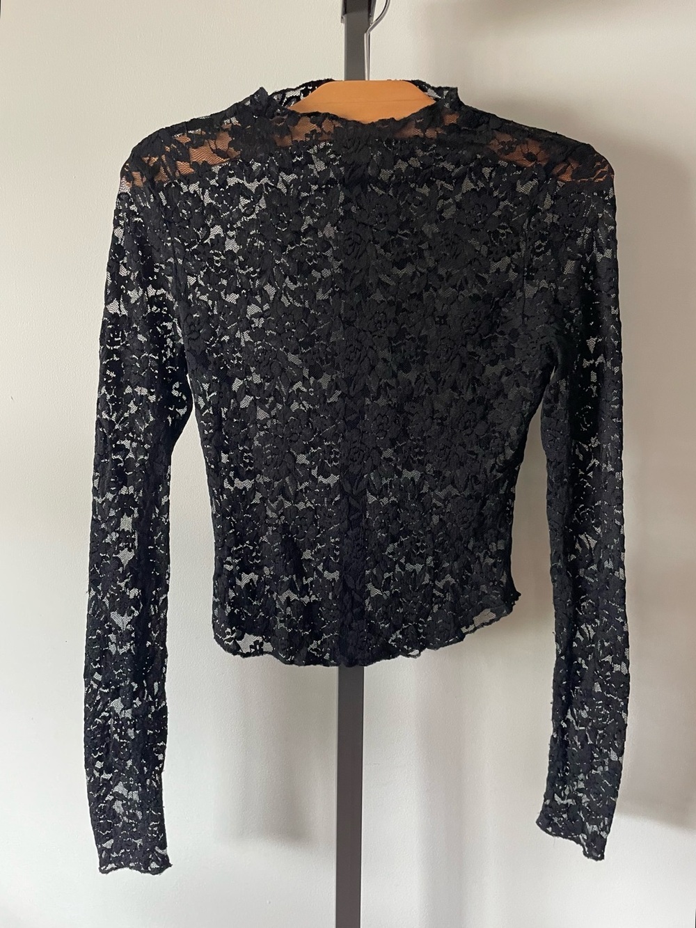 Lioness Lace High Neck Long Sleeve Top Blouse Goth Gothic Sheer Black Size Small